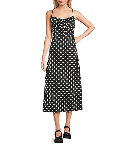 Things Between Polka Dot Print Midi Dress