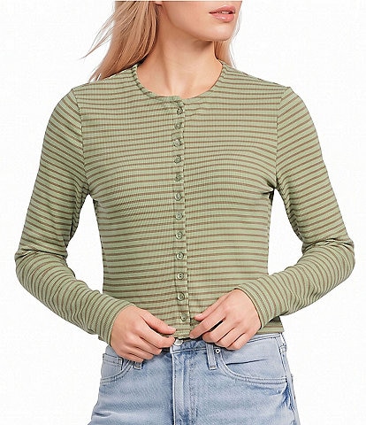 Things Between Stripe Button Front Cardigan