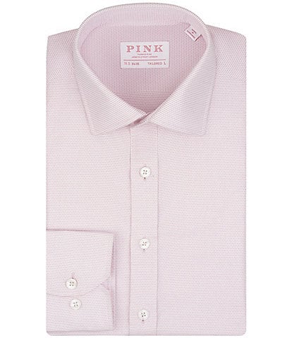 Thomas Pink Tailored Fit Spread Collar Textured Solid Dobby Dress Shirt