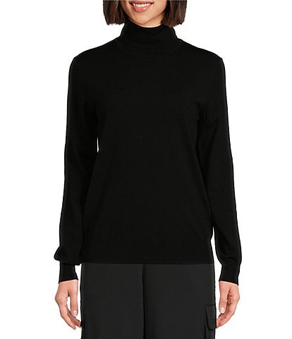 TILLEY Stretch Merino Wool Blend Turtleneck Long Sleeve Sweater