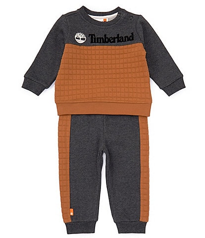 Timberland Baby Boys 12-24 Months Long Sleeve Color Block Fleece Sweatshirt & Racing Stripe Fleece Pants Set