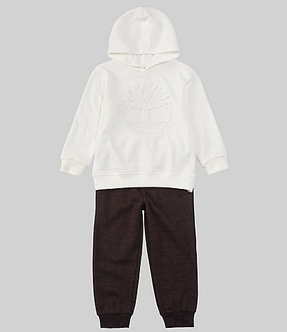 Timberland Baby Boys 12-24 Months Long Sleeve Embossed Icon Logo Fleece Hoodie & Heathered Jogger Pant Set