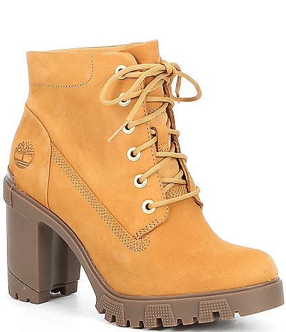 Timberland Lana Point Lace-Up Leather Chunky Lug Sole Booties