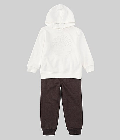 Timberland Little Boys 2T-7 Long Sleeve Embossed Icon Logo Fleece Hoodie & Heathered Jogger Pants Set