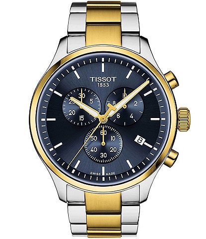 Tissot Chrono Xl Classic Two Tone Stainless Steel Navy Dial Bracelet Watch