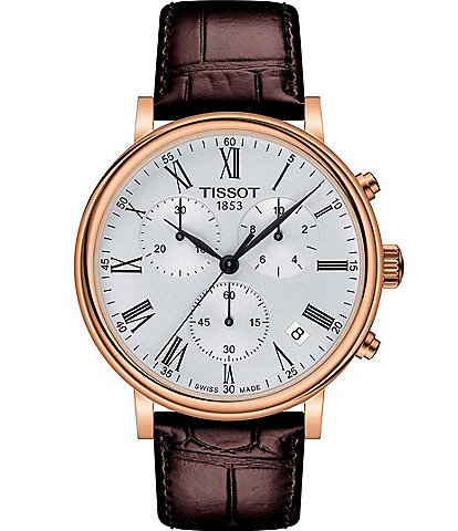 Tissot Men's Carson Premium Chronograph Brown Croc Leather Strap Watch