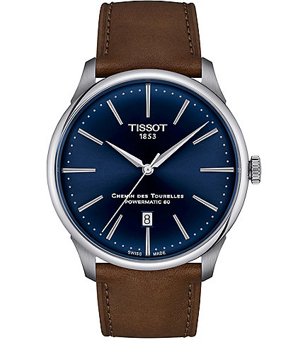 Tissot Men's Chemin Des Tourelles Powermatic 80 Automatic Brown Leather Strap Watch