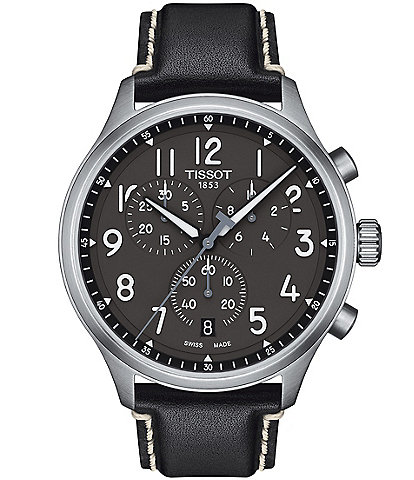 Tissot Men's Chrono XL Quartz Chronograph Black Leather Strap Watch