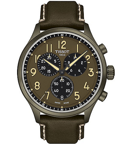 Tissot Men's Chrono XL Quartz Chronograph Khaki Leather Strap Watch