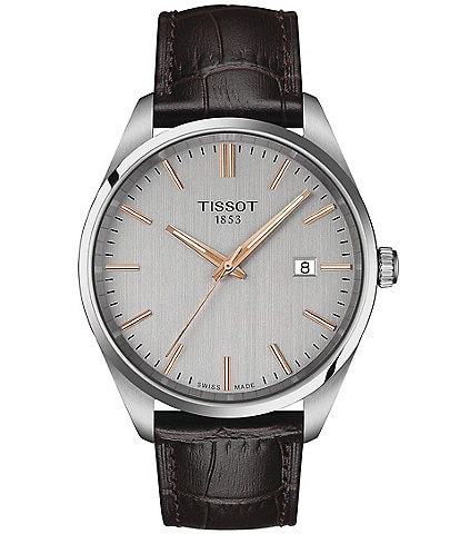 Tissot Men's Classic Collection Pr 100 Brown Leather Strap Watch