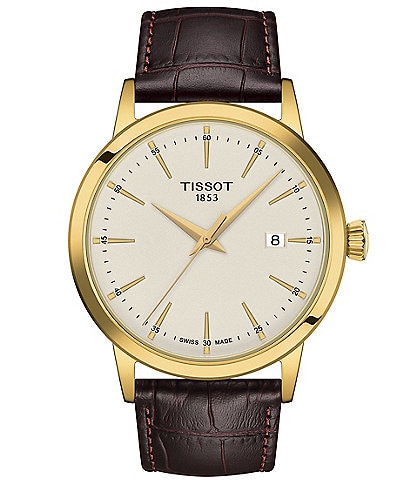 Tissot Men's Classic Dream Analog Brown Leather Strap Watch