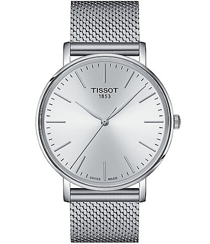Tissot Men's Everytime Quartz Analog Mesh Silver Stainless Steel Bracelet Watch