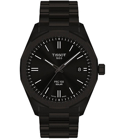 Tissot Men's PRC 100 Solar Quartz Automatic Black Tone Stainless Steel Bracelet Watch