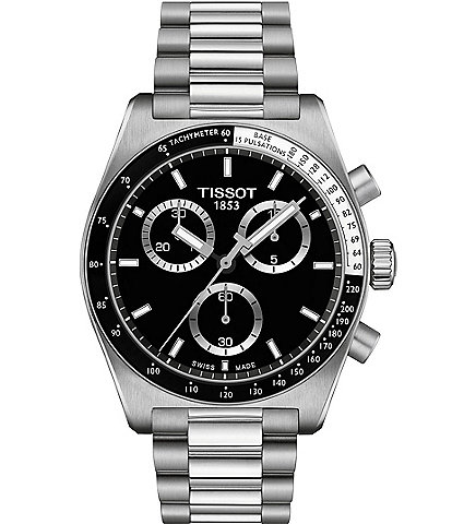 Tissot Men's Prs516 Quartz Black Dial Chronograph Stainless Steel Bracelet Watch