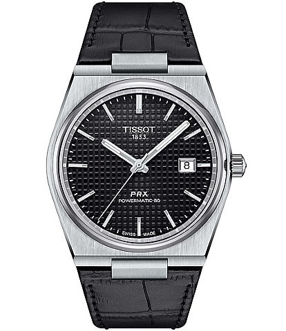 Tissot Men's PRX Classic Collection Automatic Black Leather Strap Watch