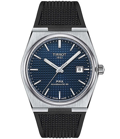 Tissot Men's Blue Prx Powermatic 80 Automatic Black Strap Watch