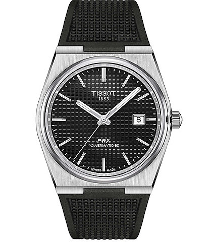 Tissot Men's Gridded Prx Powermatic 80 Automatic Black Strap Watch
