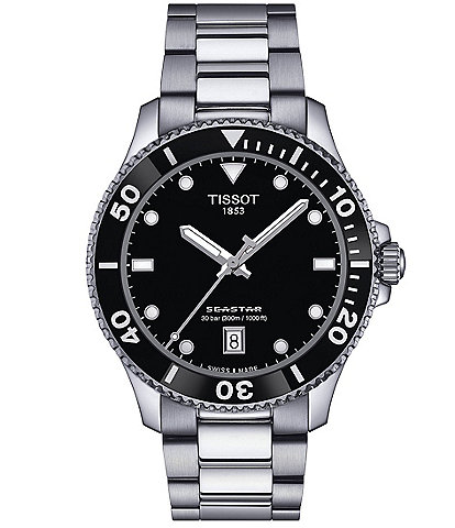 Tissot Men's Black Seastar 1000 Quartz Analog Stainless Steel Bracelet Watch