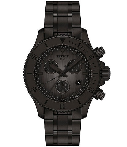 Tissot Men's Seastar 1000 Quartz Chronograph Black Tone Stainless Steel Bracelet Watch