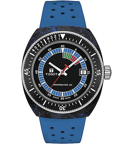 Tissot Unisex Sideral Tonneau Powermatic 80 Sport Collection Automatic Blue Strap Watch
