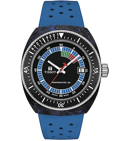 Tissot Unisex Sideral Tonneau Powermatic 80 Sport Collection Automatic Rubber Strap Watch