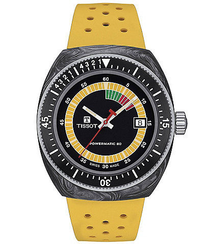 Tissot Unisex Sideral Tonneau Powermatic 80 Sport Collection Automatic Rubber Strap Watch