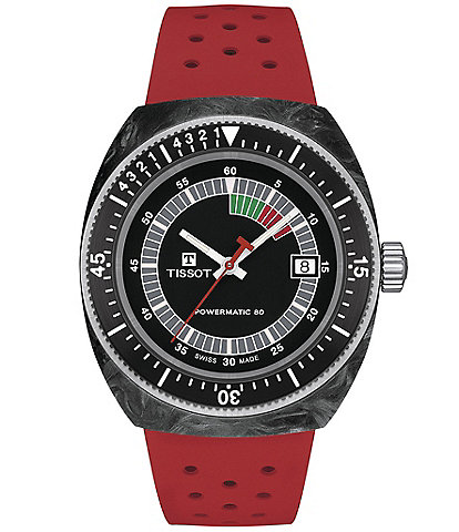 Tissot Unisex Sideral Tonneau Powermatic 80 Sport Collection Automatic Rubber Strap Watch