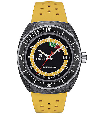 Tissot Unisex Sideral Tonneau Powermatic 80 Sport Collection Automatic Yellow Strap Watch