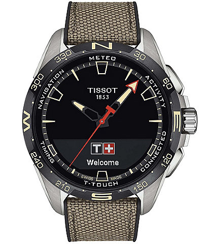 Tissot Men's T-Touch Connect Solar Beige Chronograph Fabric Strap Smart Watch