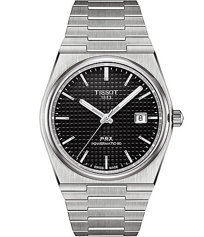 Tissot Men's Prx Automatic Tonneau Black Dial Stainless Steel Bracelet Watch