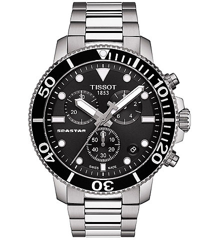 Tissot Men's Seastar 1000 Black Dial Chronograph Stainless Steel Watch