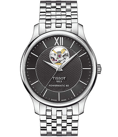Tissot T-Classic Tradition Powermatic 80 Open Heart Stainless Steel Bracelet Watch