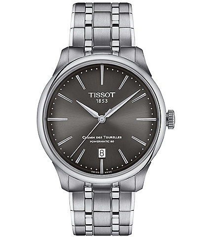 Tissot Unisex Black Chemin Des Tourelles Powermatic 80 Automatic Stainless Steel Bracelet Watch