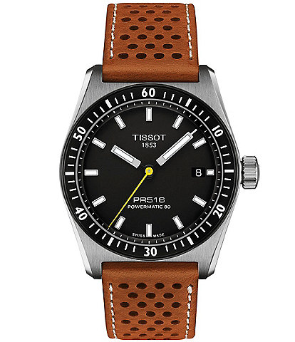 Tissot Unisex Pr516 Powermatic 80 Automatic Leather Strap Watch