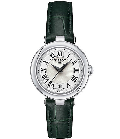 Tissot Women's Bellissima Quartz Analog Green Croco Leather Strap Watch