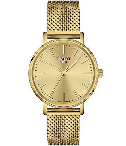 Tissot Women's Everytime Quartz Analog Gold Mesh Stainless Steel Bracelet Watch