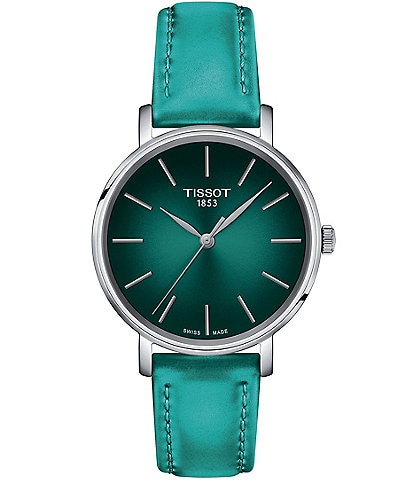 Tissot Women's Everytime Quartz Analog Metallic Teal Green Strap Watch