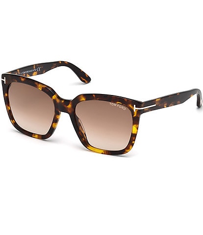 TOM FORD Women's Amarra 55mm Tortoise Frame Square Sunglasses