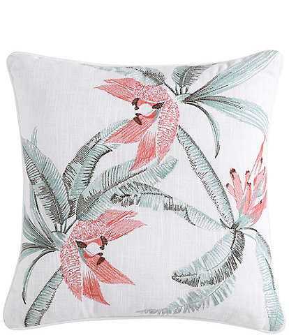 Tommy Bahama Acapulco Palms Embroidered Faux Linen Square Decorative Pillow