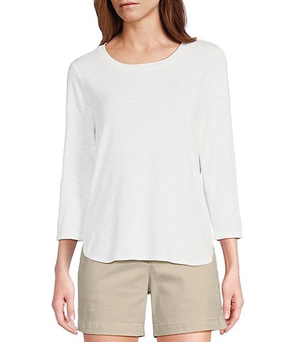Tommy Bahama Ashby 3/4 Sleeve Scoop Neck Curved Hem Tee Shirt