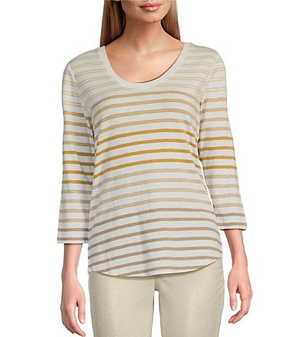 Tommy Bahama Ashby Isles Horizon Stripe Scoop Neck 3/4 Sleeve Tee