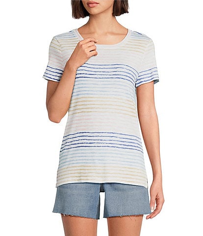 Tommy Bahama Ashby Isles Seabright Stripe Slub Ribbed Knit Crew Neck Short Sleeve Tee
