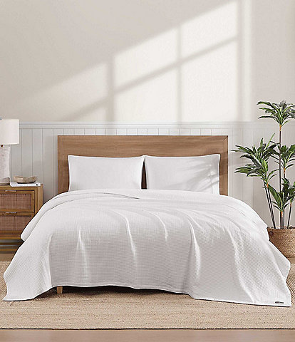 Tommy Bahama Bamboo Woven White Yarn Dyed Bed Blanket