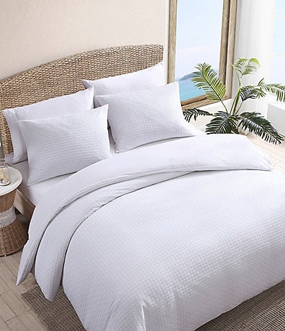 Tommy Bahama Basketweave Solid White Cotton Comforter Mini Set