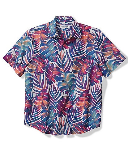 Tommy Bahama Big & Tall Bahama Coast Monarch Monstera Printed Short Sleeve Woven Shirt