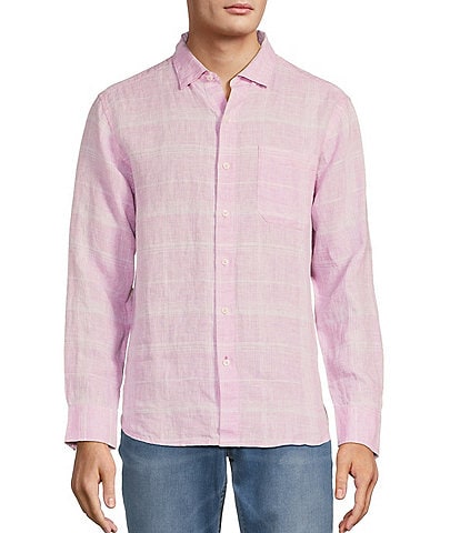 Tommy Bahama Big & Tall Paradisco Plaid Linen Long Sleeve Woven Shirt