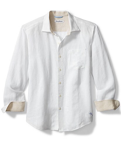 Tommy Bahama Big & Tall Ventana Plaid Long Sleeve Linen Shirt