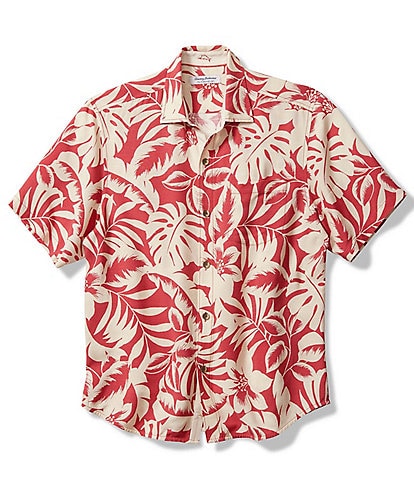 Tommy Bahama Big & Tall Veracruz Cay Lindavista Leaves Printed Short Sleeve Shirt