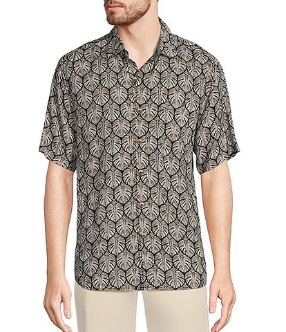 Tommy Bahama Big & Tall Veracruz Cay Monstera Tiles Short Sleeve Woven Shirt