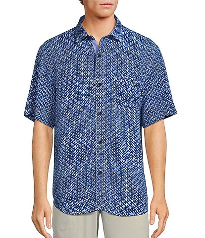 Tommy Bahama Big & Tall Veracruz Cay Rio Geometric Short Sleeve Woven Shirt